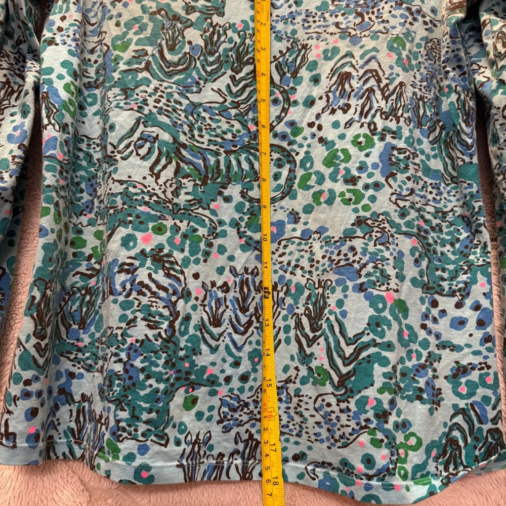Lilly Pulitzer VNeck Long Sleeve Top SZ L Cotton Preppy Colorful Coastal Boho - Picture 7 of 10